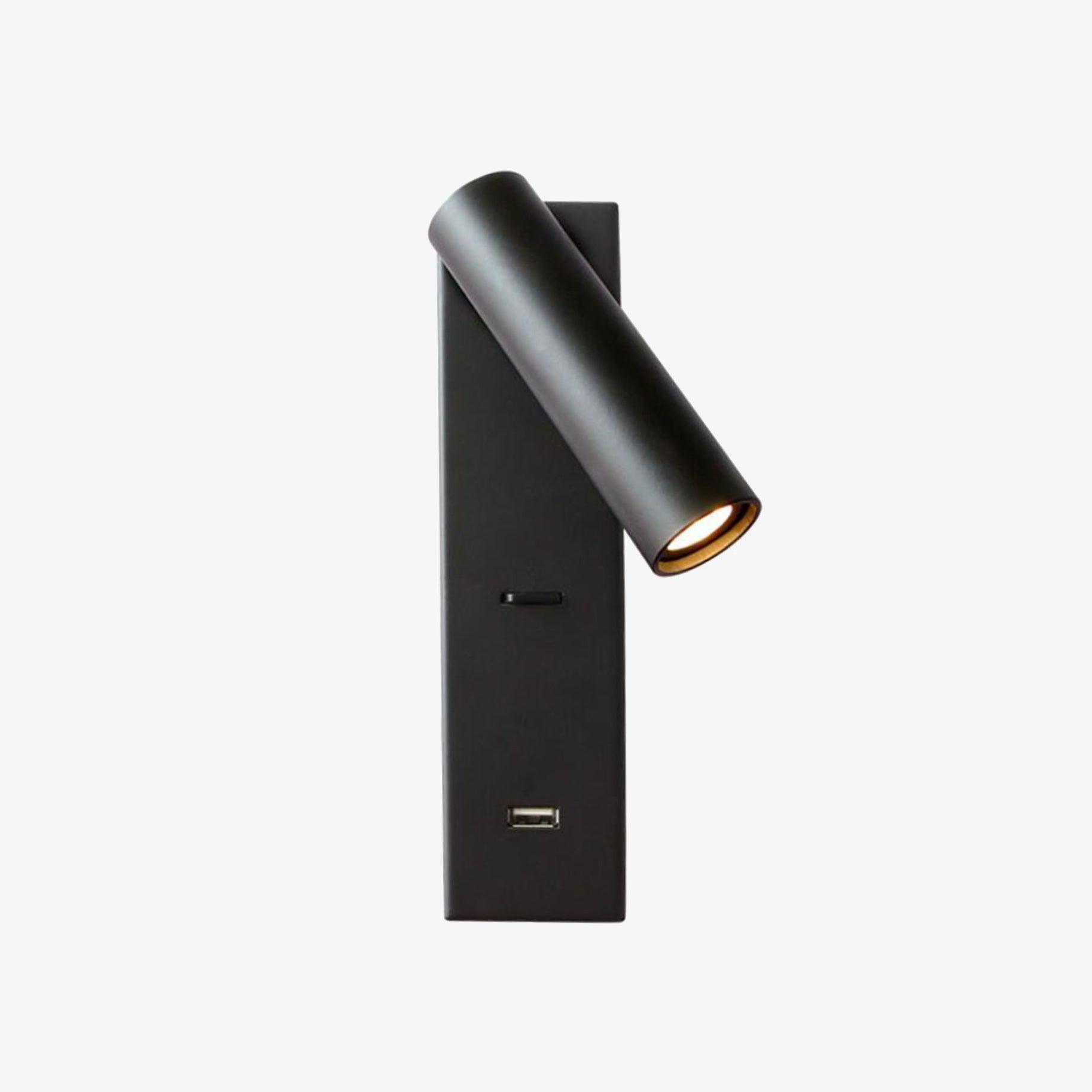 Black Bedside USB Wall Light - ∅ 3″ x H ‪7.2″ Aluminum alloy, Bedroom Wall Sconce, detail 9