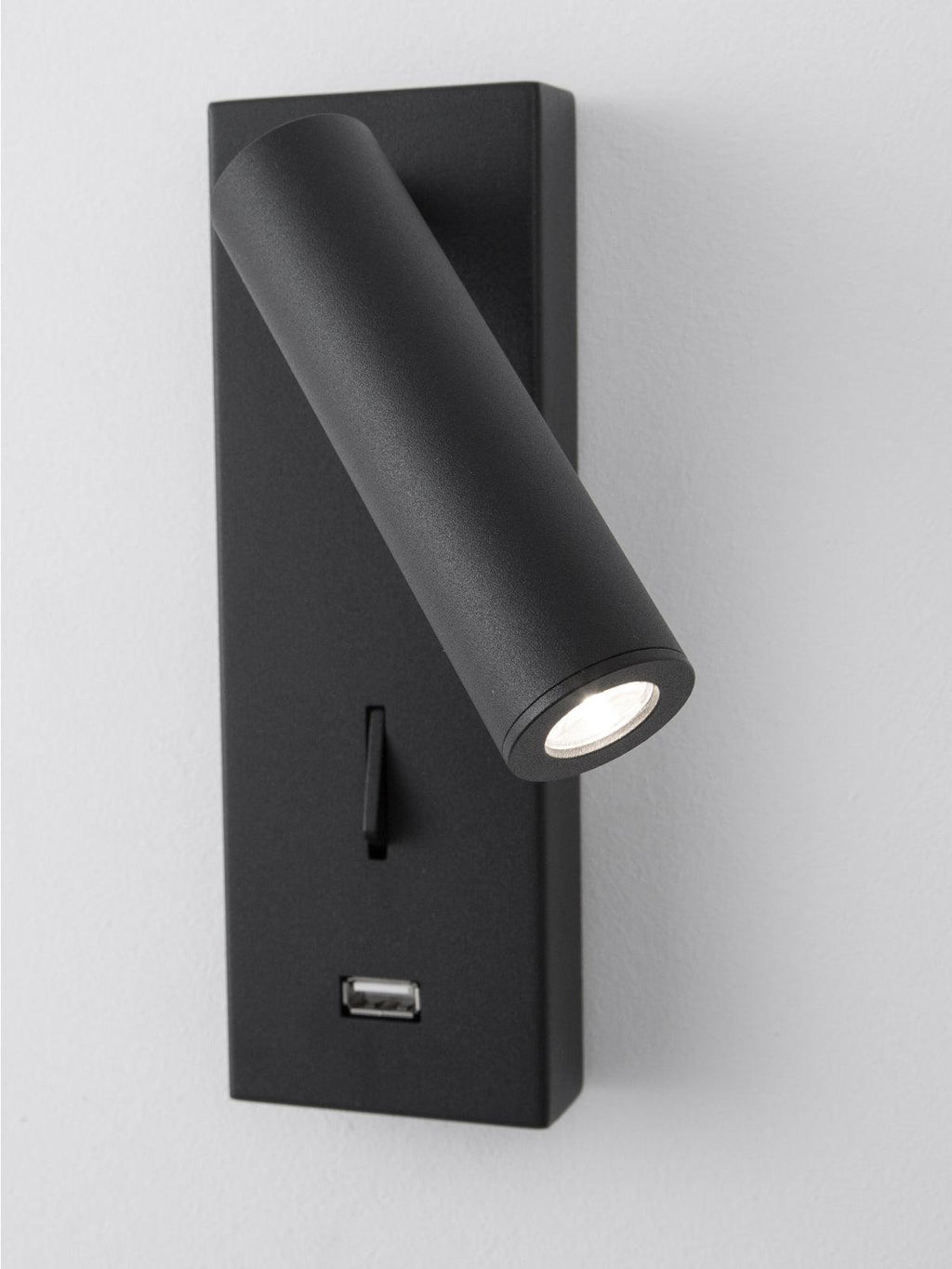 Black Bedside USB Wall Light - Dia 7.8cm x H 18.3cm Aluminum alloy, Bedroom Wall Sconce, detail 14