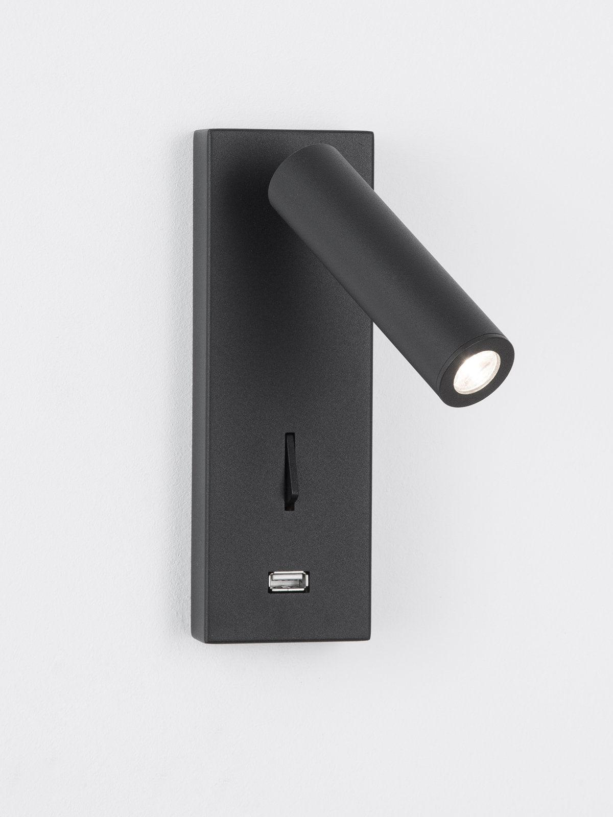 Black Bedside USB Wall Light - ∅ 3″ x H ‪7.2″ Aluminum alloy, Bedroom Wall Sconce, detail 7