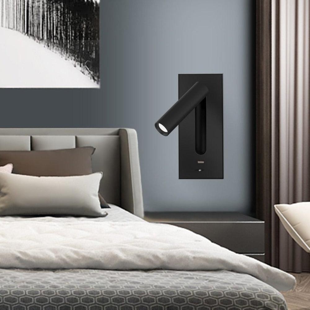 Black Bedside USB Wall Light - ∅ 3″ x H ‪7.2″ Aluminum alloy, Bedroom Wall Sconce, detail 12
