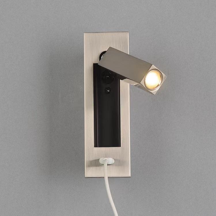 Black Bedside USB Wall Light - Dia 7.8cm x H 18.3cm Aluminum alloy, Bedroom Wall Sconce, detail 24