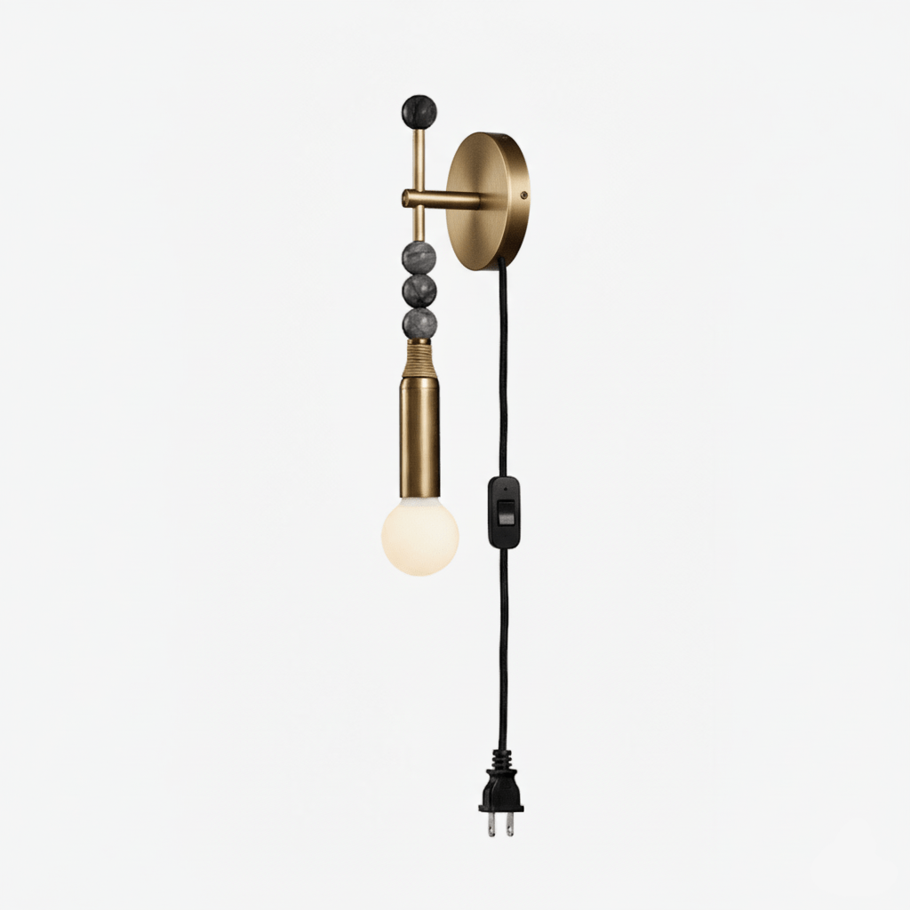 Toam Plug-In Wall Light, Plug-In Wall Sconce, Brass, Dia 15cm x W 11.5cm x H 48cm
