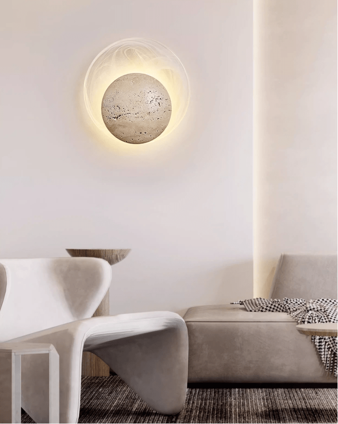 Genesis Travertine Wall Light, Hardwired Wall Sconce, detail 11