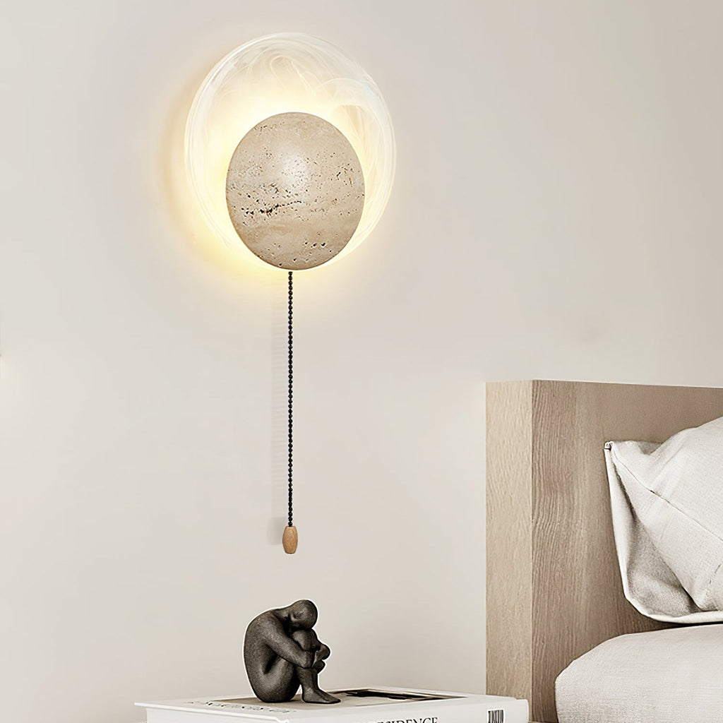 Genesis Travertine Wall Light, Hardwired Wall Sconce, detail 15