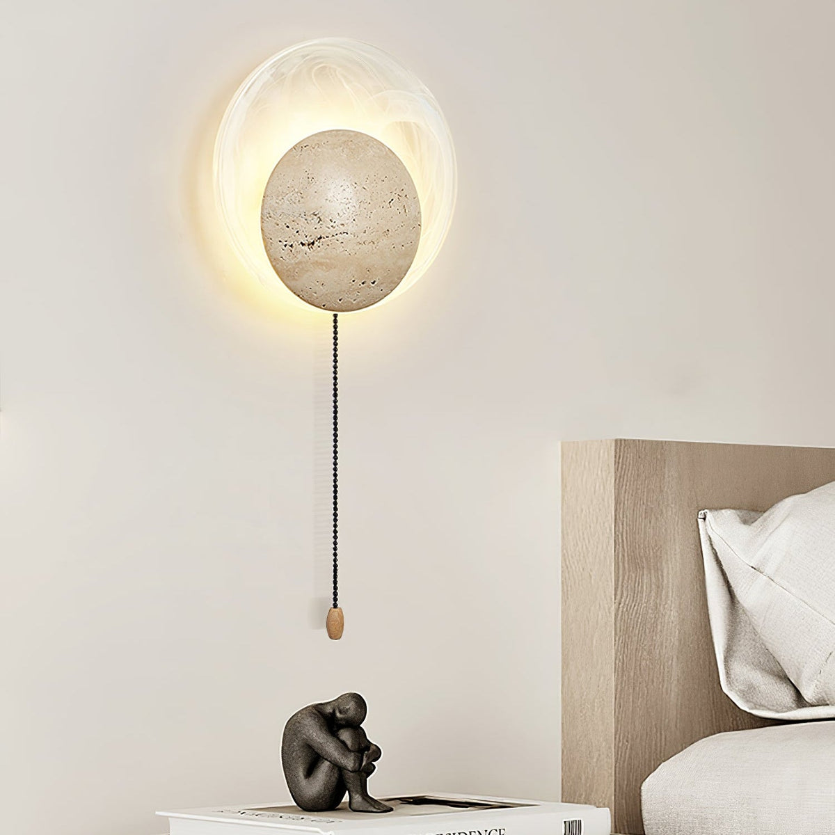 Genesis Travertine Wall Light, Hardwired Wall Sconce, detail 15