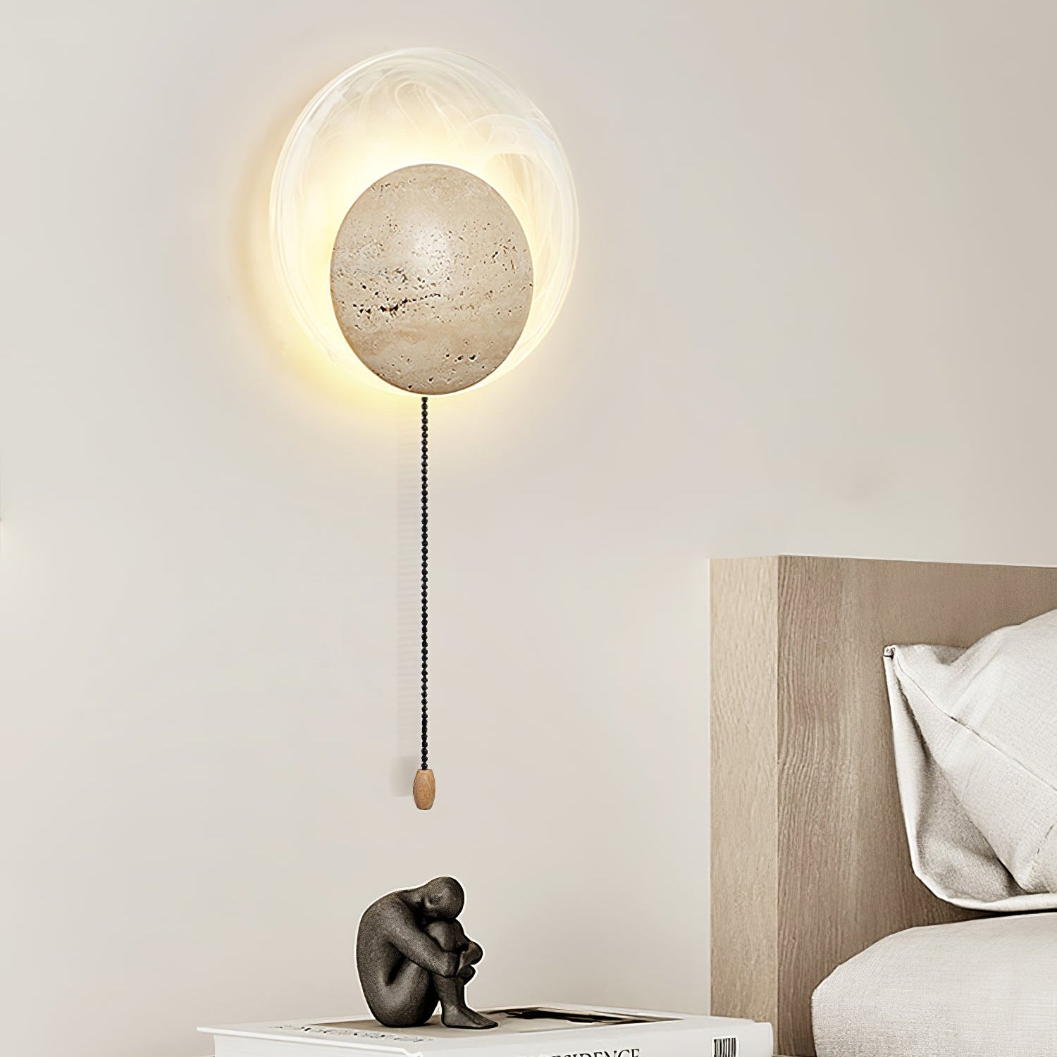 Genesis Travertine Wall Light, Hardwired Wall Sconce, detail 15