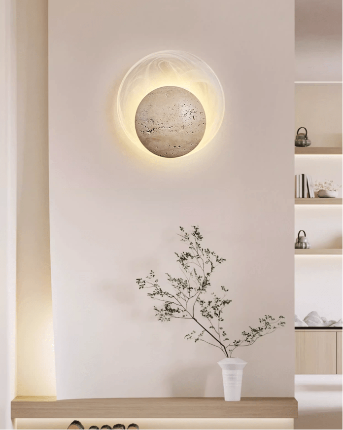 Genesis Travertine Wall Light, Hardwired Wall Sconce, detail 13