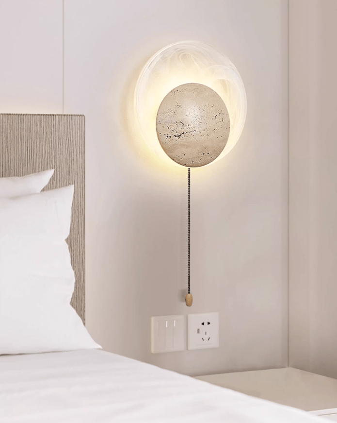Genesis Travertine Wall Light, Hardwired Wall Sconce, detail 6