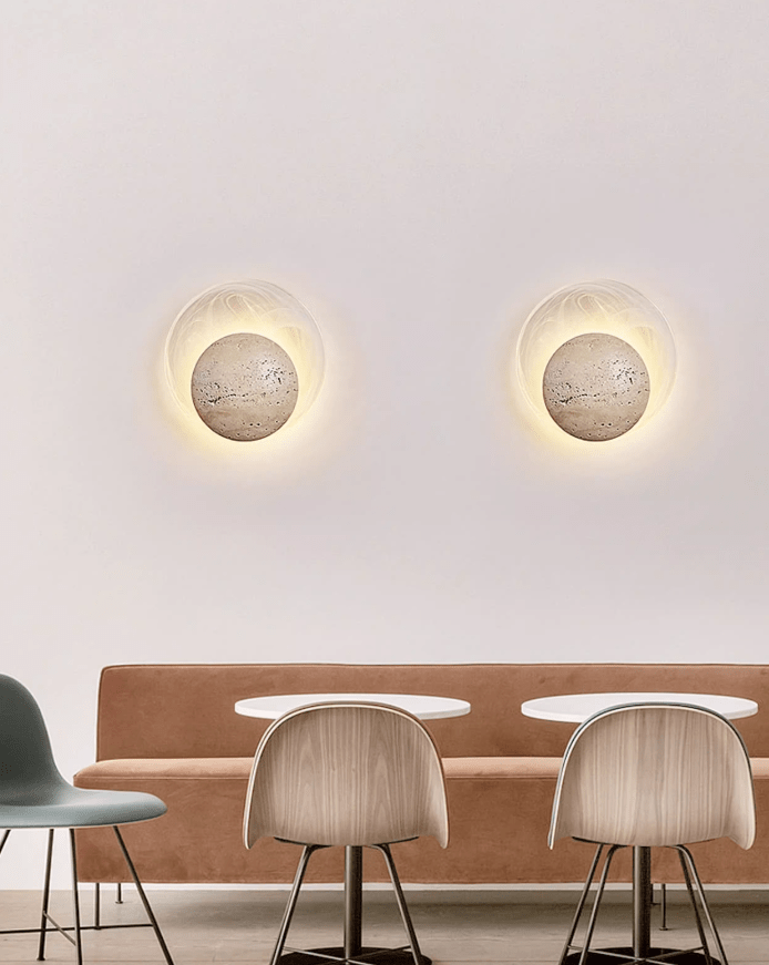 Genesis Travertine Wall Light, Hardwired Wall Sconce, detail 7