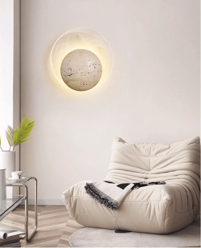 Genesis Travertine Wall Light, Hardwired Wall Sconce, detail 8