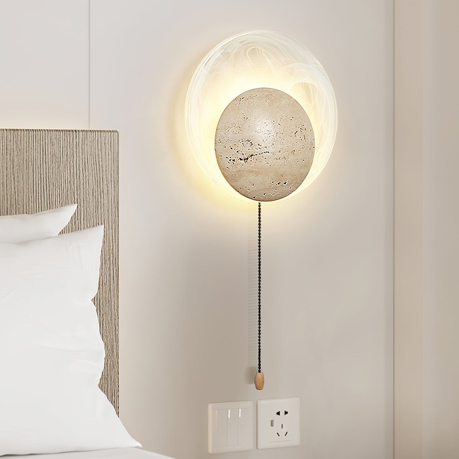 Genesis Travertine Wall Light, Hardwired Wall Sconce, detail 14