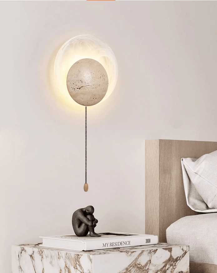Genesis Travertine Wall Light, Hardwired Wall Sconce, detail 9