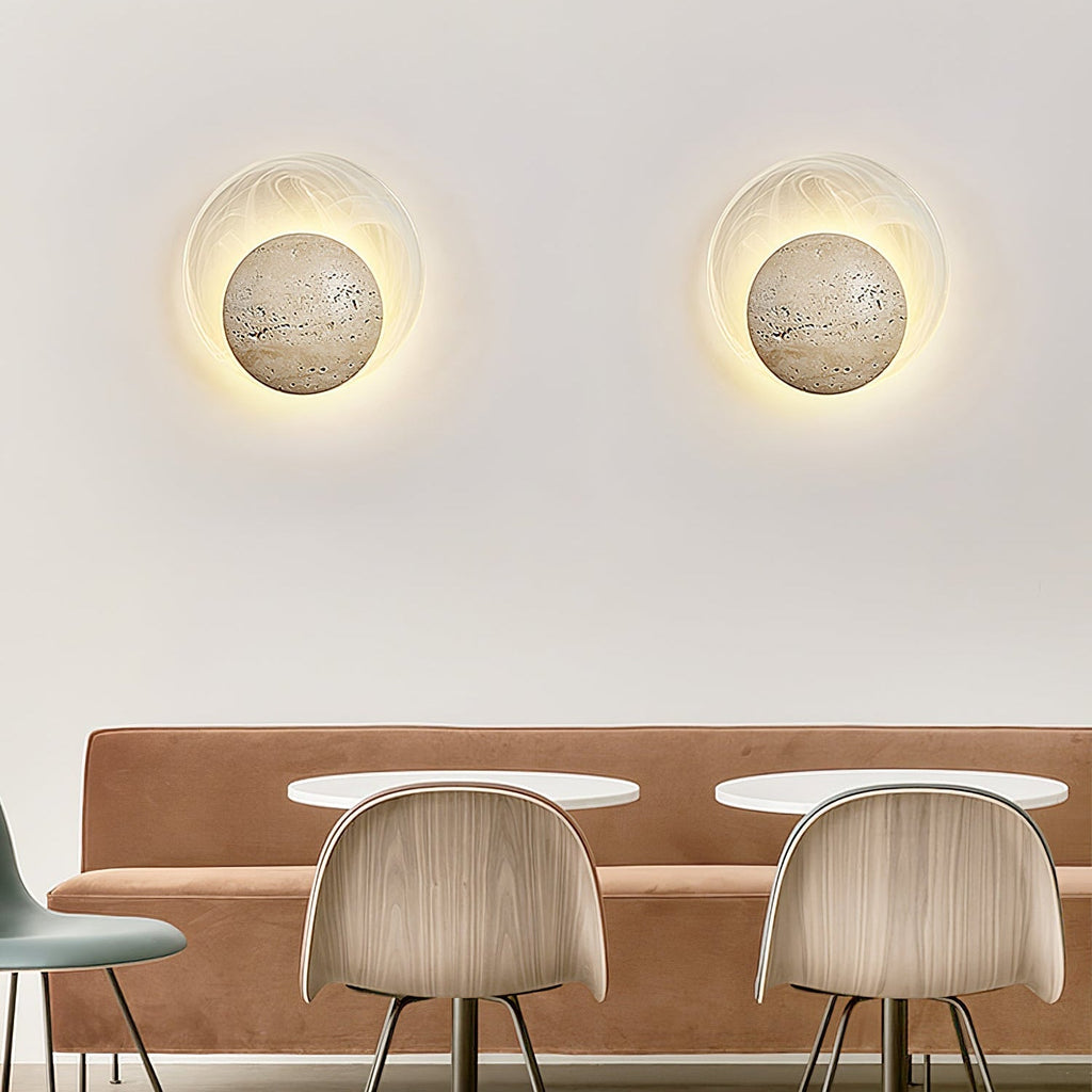 Genesis Travertine Wall Light, Hardwired Wall Sconce, detail 3