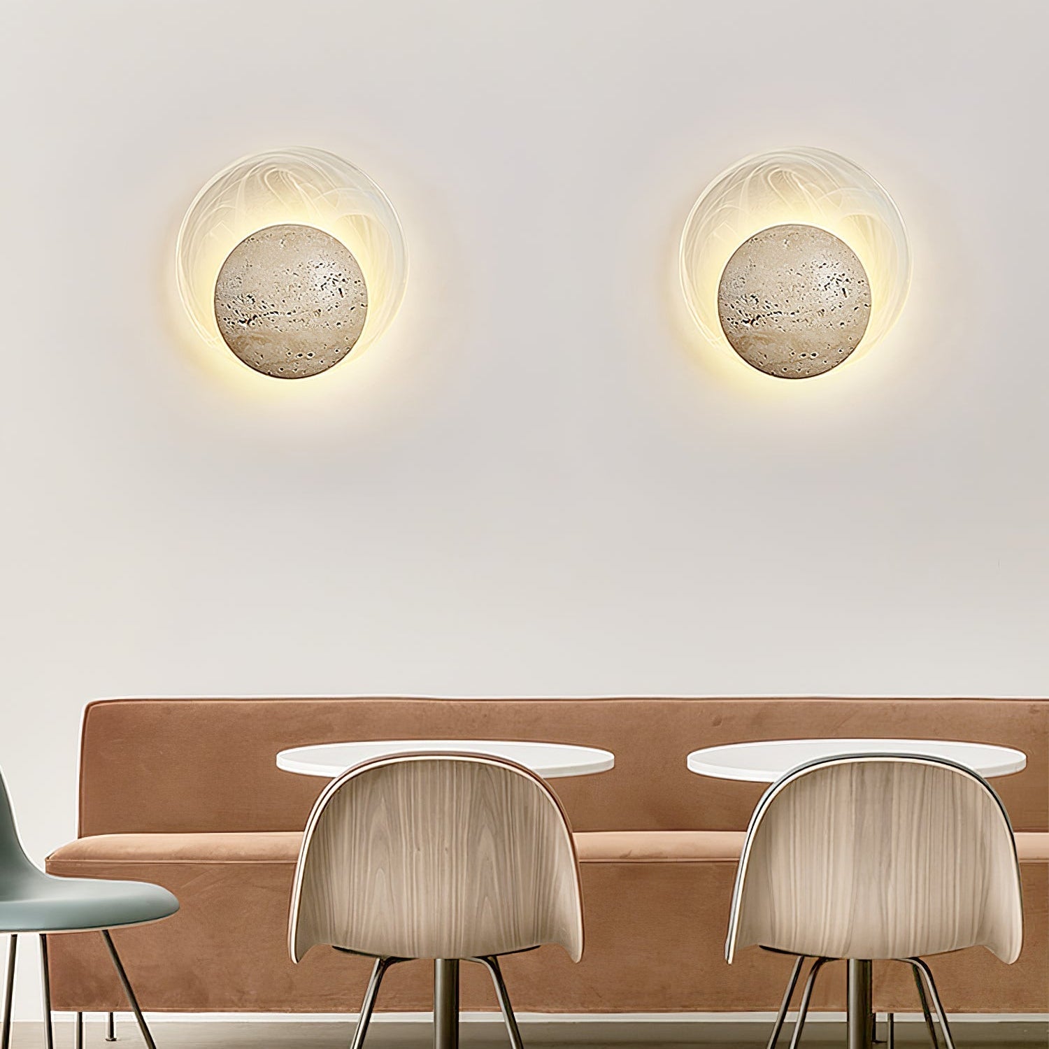 Genesis Travertine Wall Light, Hardwired Wall Sconce, detail 3