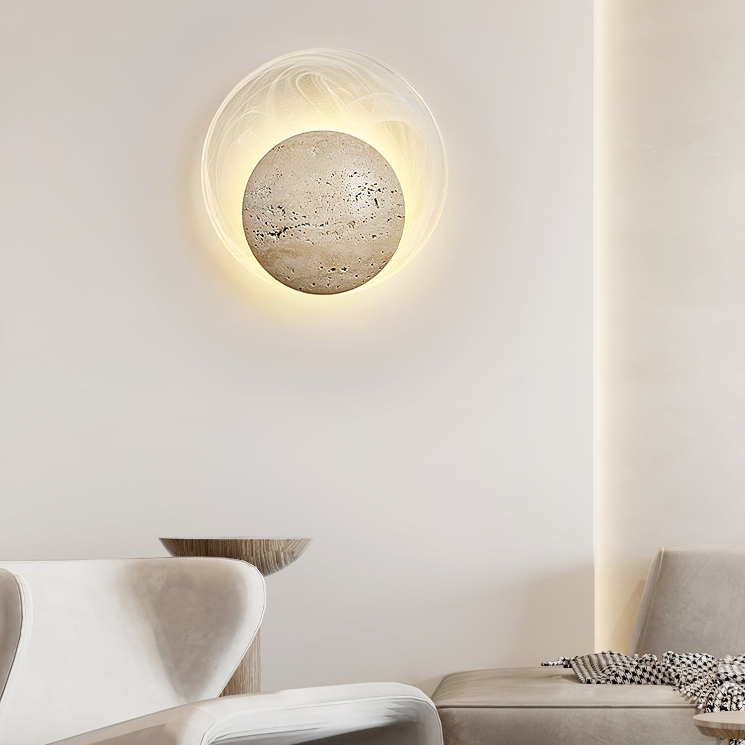 Genesis Travertine Wall Light, Hardwired Wall Sconce, detail 5
