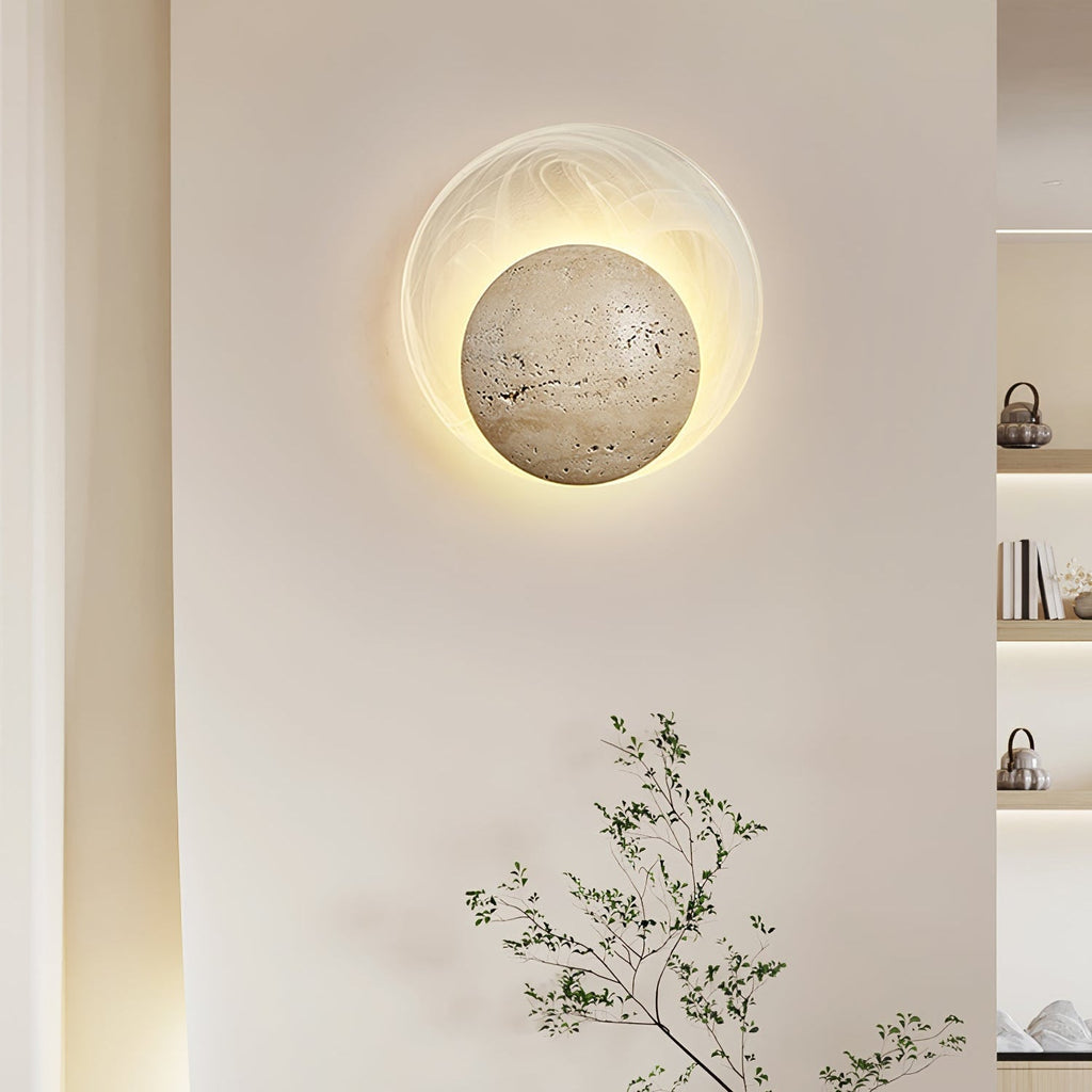 Genesis Travertine Wall Light, Hardwired Wall Sconce, detail 4