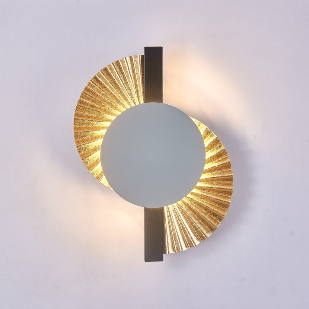Gilded Fan Wall Light, Hardwired Wall Sconce, detail 6