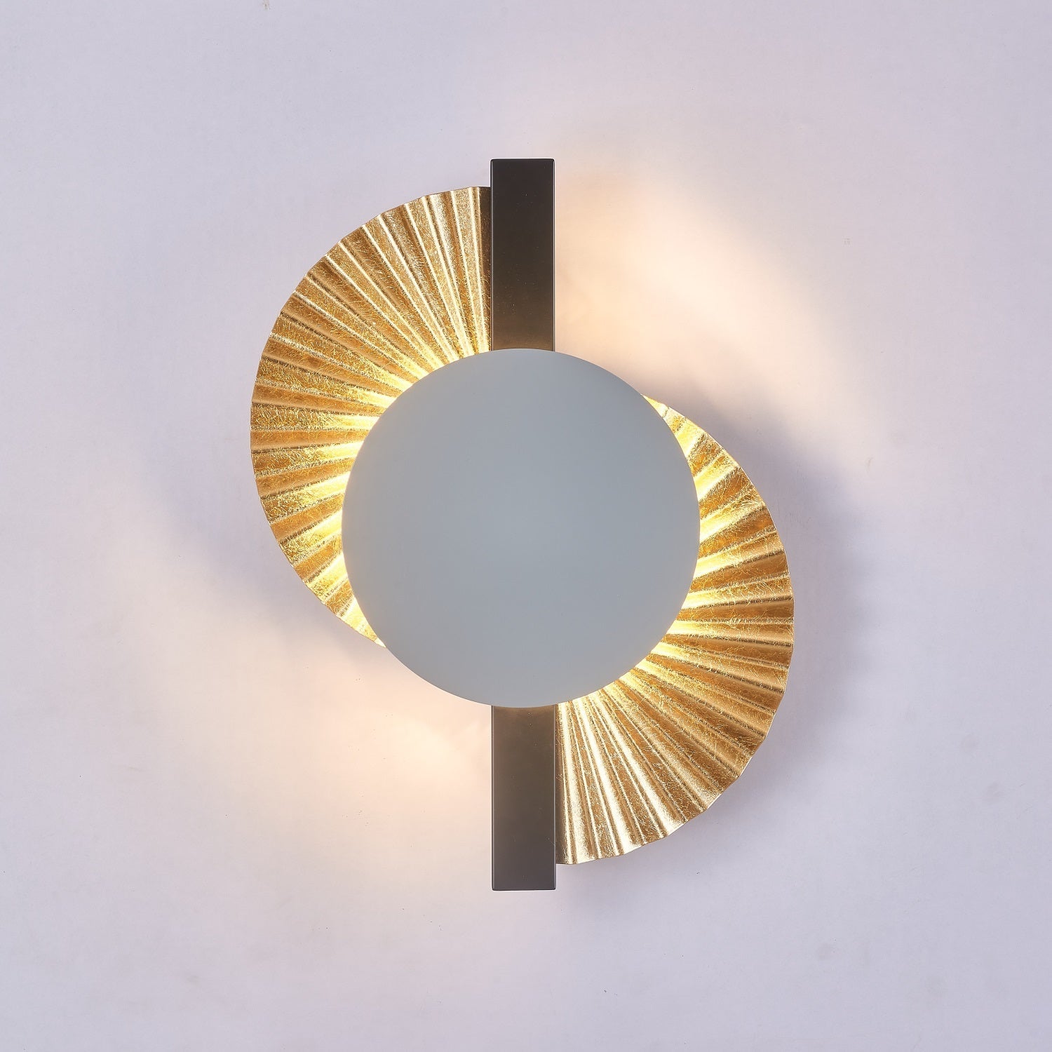 Gilded Fan Wall Light, Hardwired Wall Sconce, detail 6