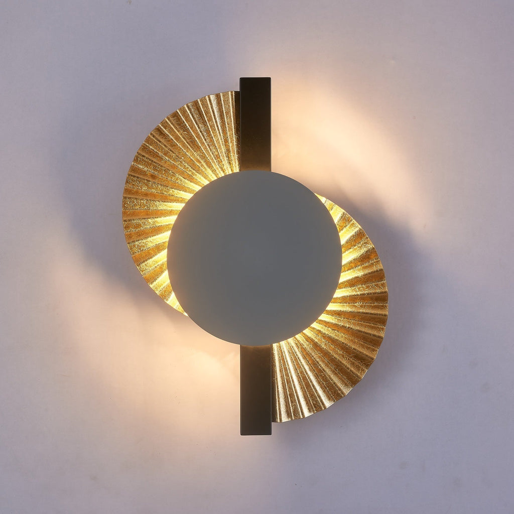 Gilded Fan Wall Light, Hardwired Wall Sconce, detail 7