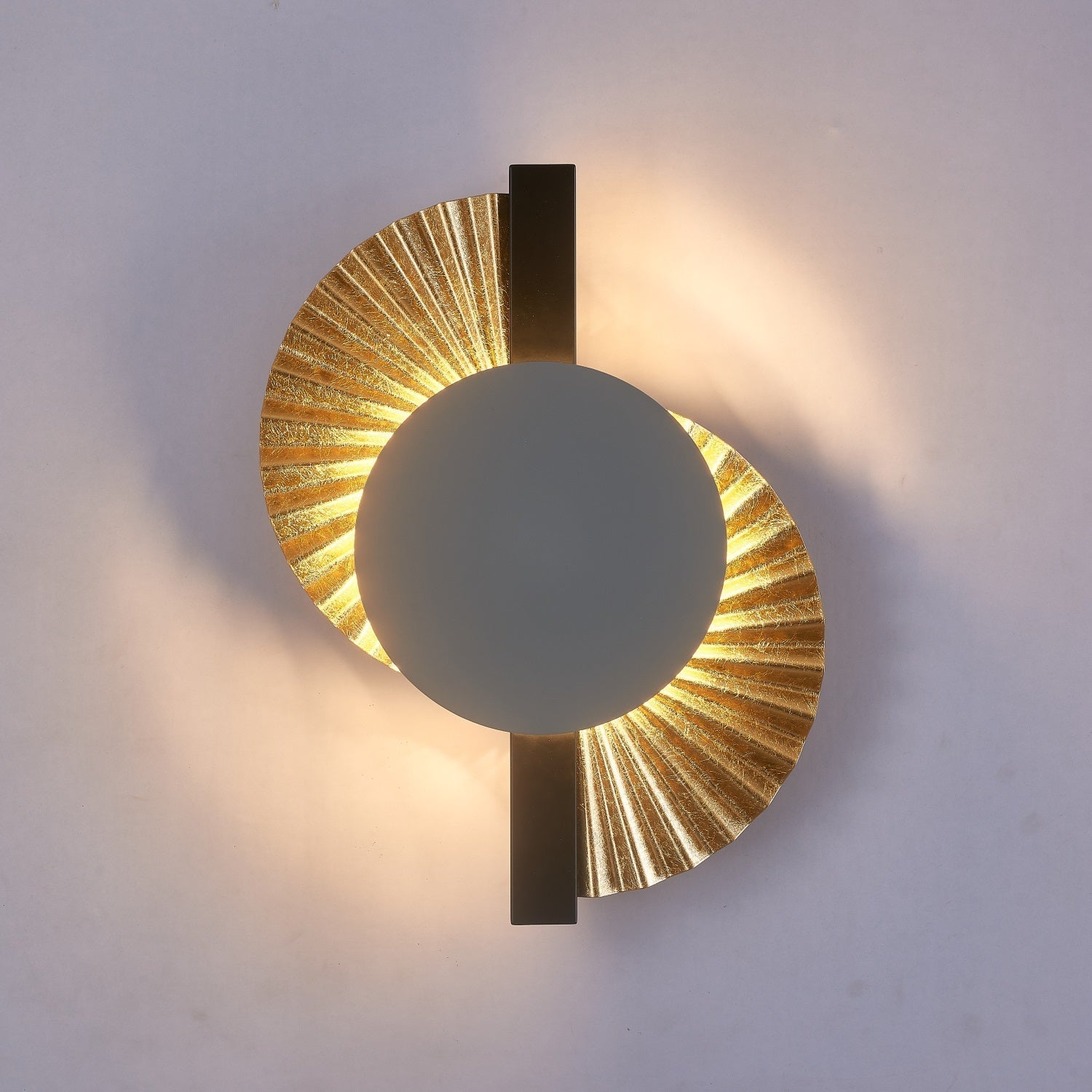 Gilded Fan Wall Light, Hardwired Wall Sconce, detail 7