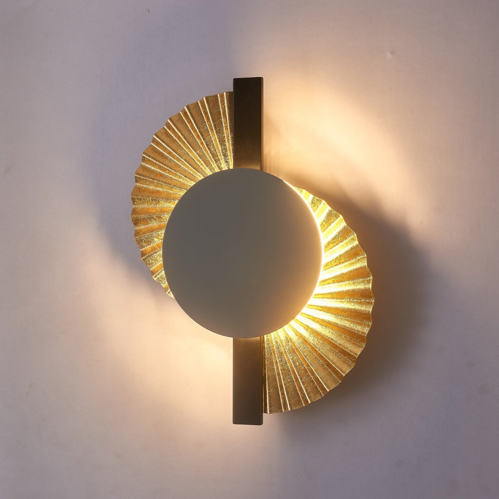 Gilded Fan Wall Light, Hardwired Wall Sconce, detail 8