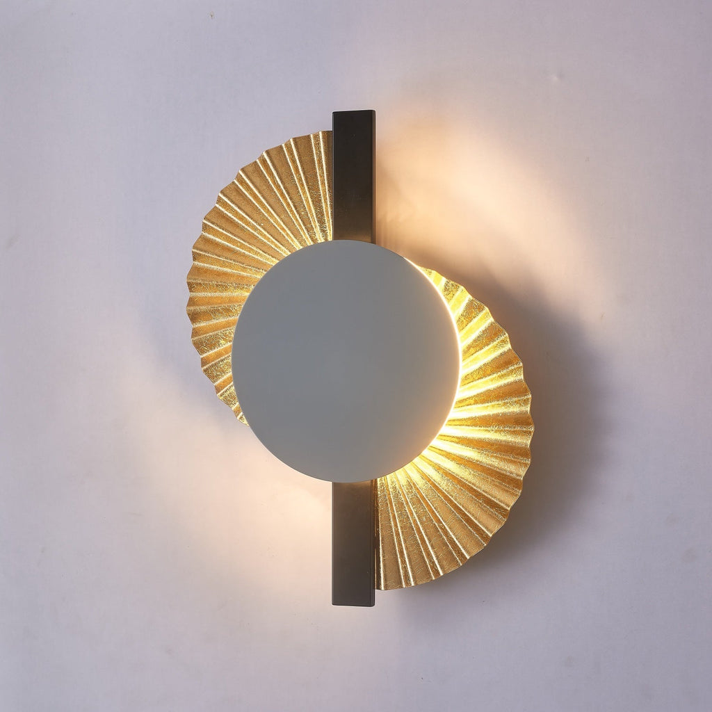 Gilded Fan Wall Light, Hardwired Wall Sconce, detail 9
