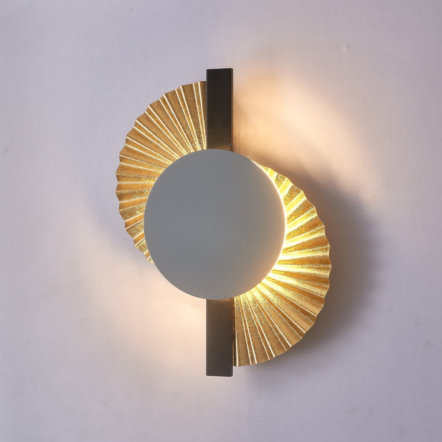 Gilded Fan Wall Light, Hardwired Wall Sconce, detail 9