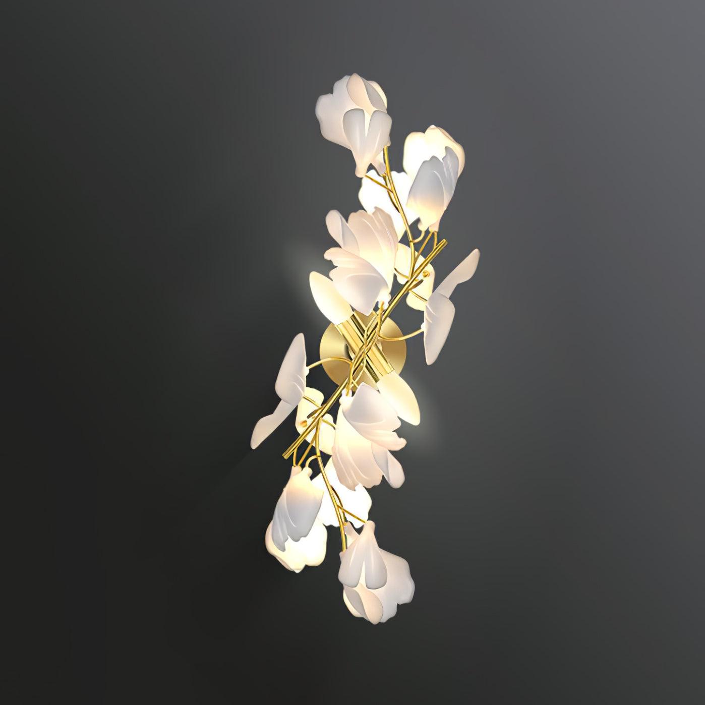 Gingko Flowers Wall Light - ∅ 11.8″ x H 23.6″ Metal, Hardwired Wall Sconce, detail 5