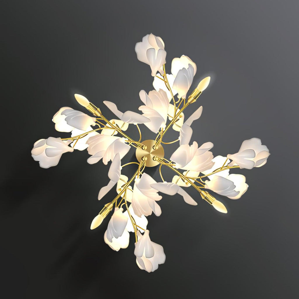 Gingko Flowers Wall Light - ∅ 11.8″ x H 23.6″ Metal, Hardwired Wall Sconce, detail 6