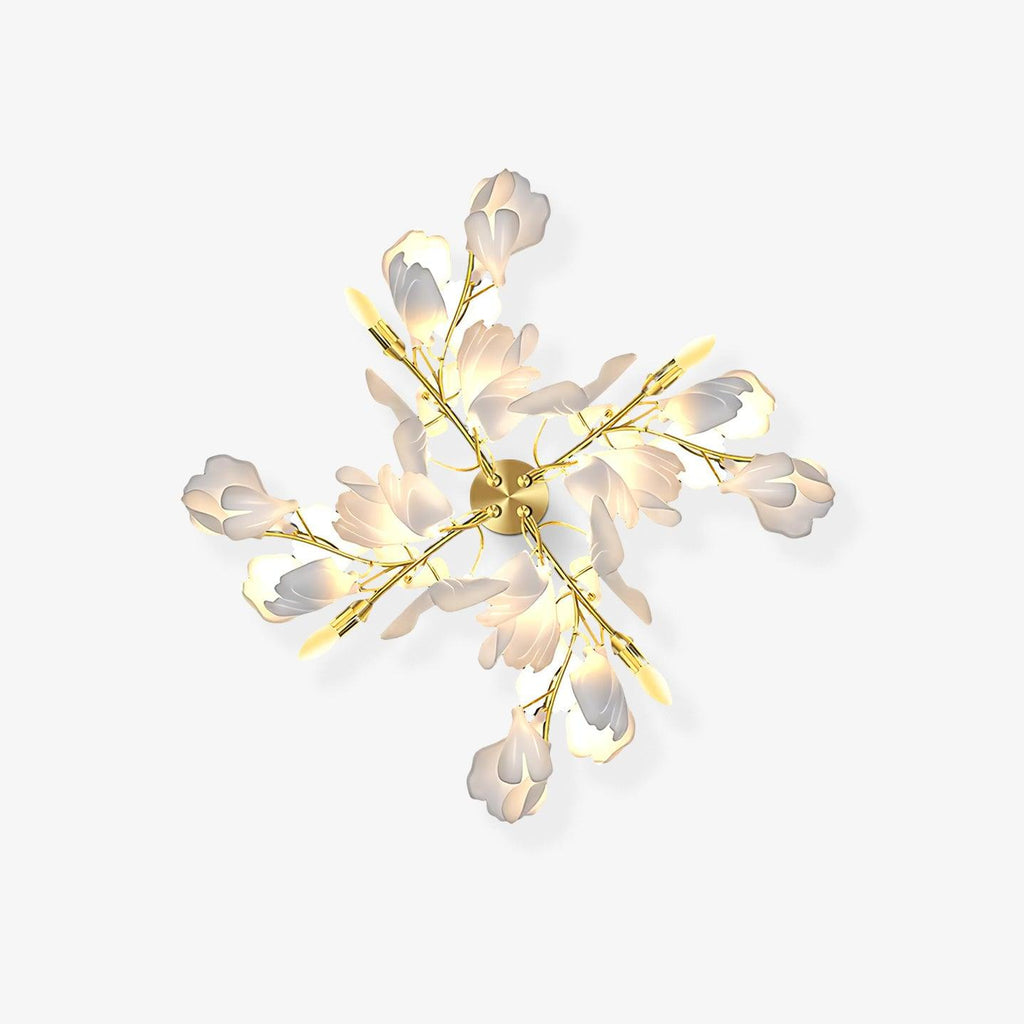 Gingko Flowers Wall Light - ∅ 11.8″ x H 23.6″ Metal, Hardwired Wall Sconce
