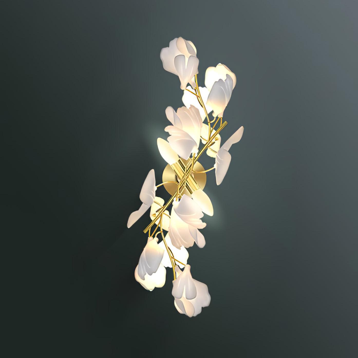 Gingko Flowers Wall Light - ∅ 11.8″ x H 23.6″ Metal, Hardwired Wall Sconce, detail 4