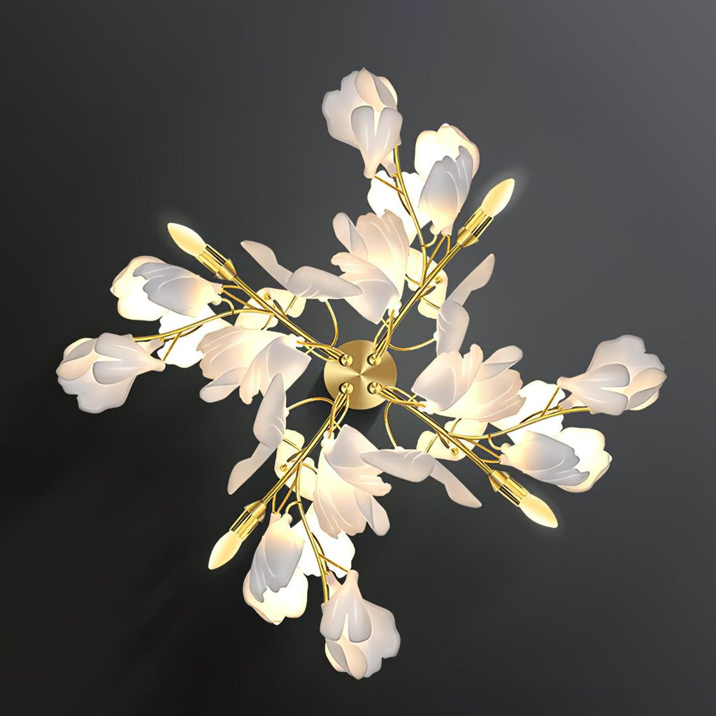 Gingko Flowers Wall Light - ∅ 11.8″ x H 23.6″ Metal, Hardwired Wall Sconce, detail 2