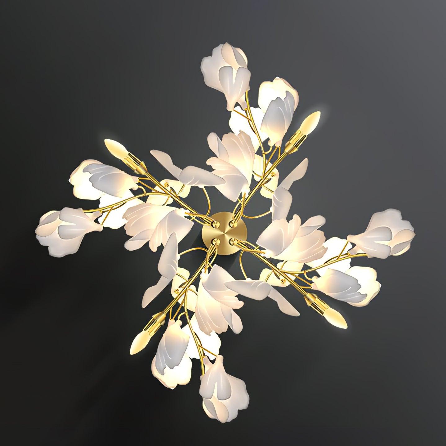 Gingko Flowers Wall Light - ∅ 11.8″ x H 23.6″ Metal, Hardwired Wall Sconce, detail 2