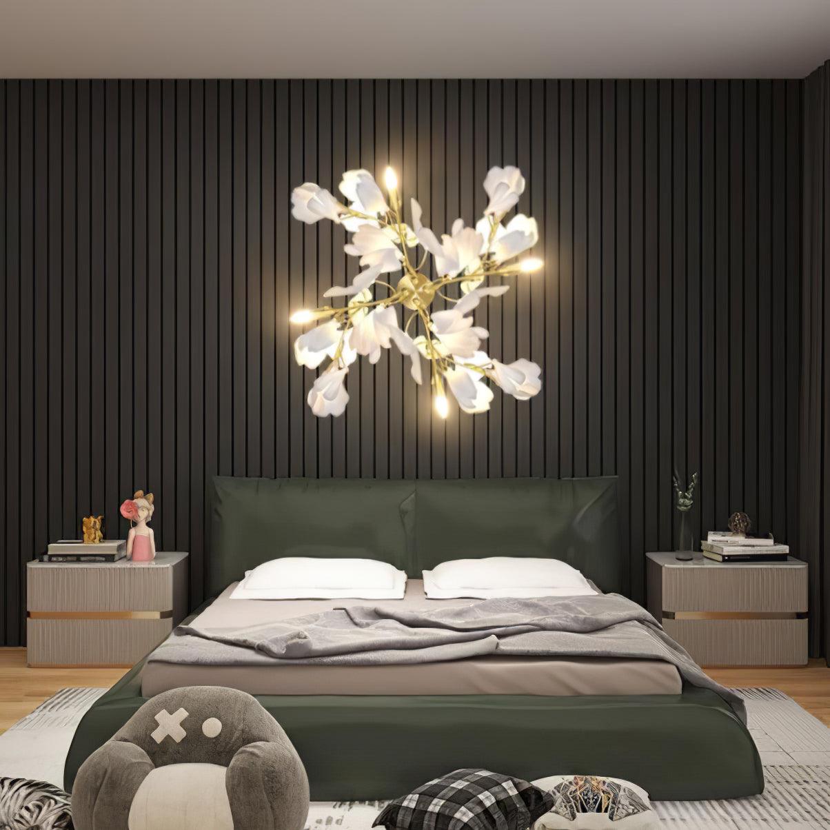 Gingko Flowers Wall Light - Dia 30cm x H 60cm Metal, Hardwired Wall Sconce, detail 4