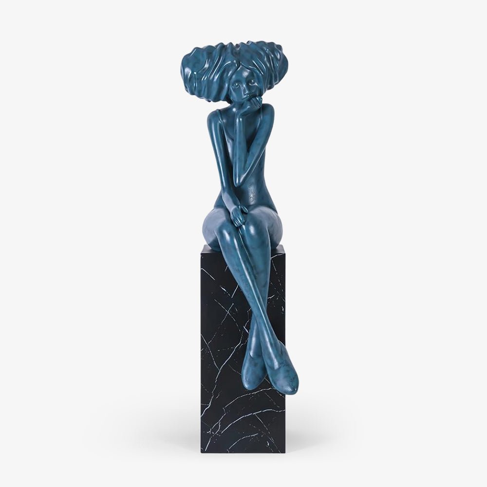 Glass Girl Meditate Sculpture Ornaments, Floor Lamp, Metal, Dia 30cm x W 52cm x H 122cm