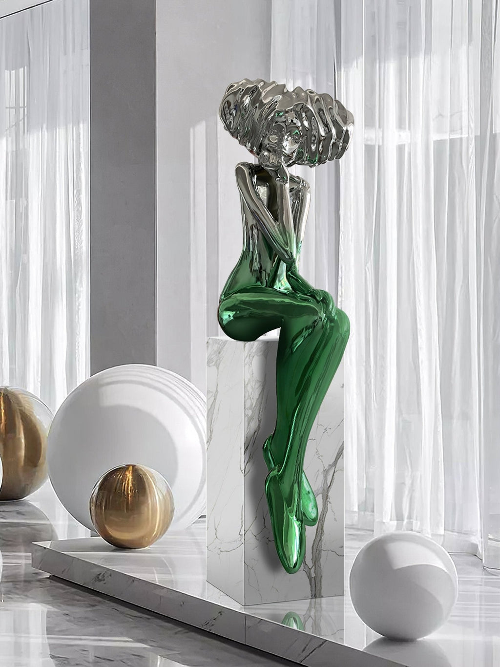Glass Girl Meditate Sculpture Ornaments, Floor Lamp, detail 5