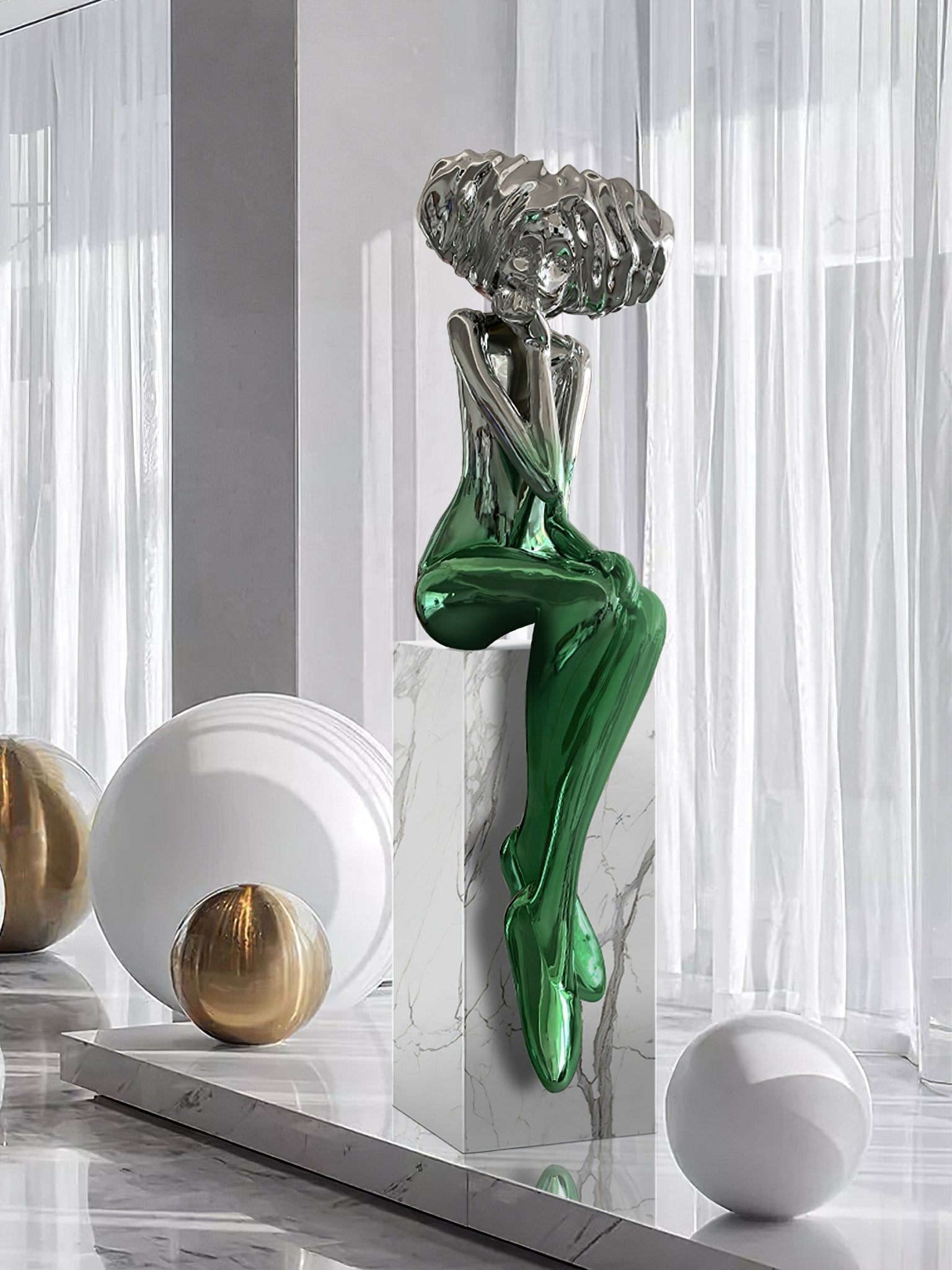 Glass Girl Meditate Sculpture Ornaments, Floor Lamp, detail 5