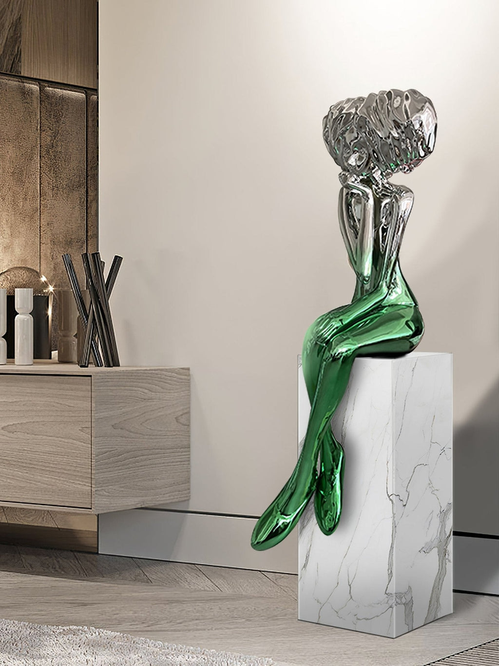 Glass Girl Meditate Sculpture Ornaments, Floor Lamp, detail 4