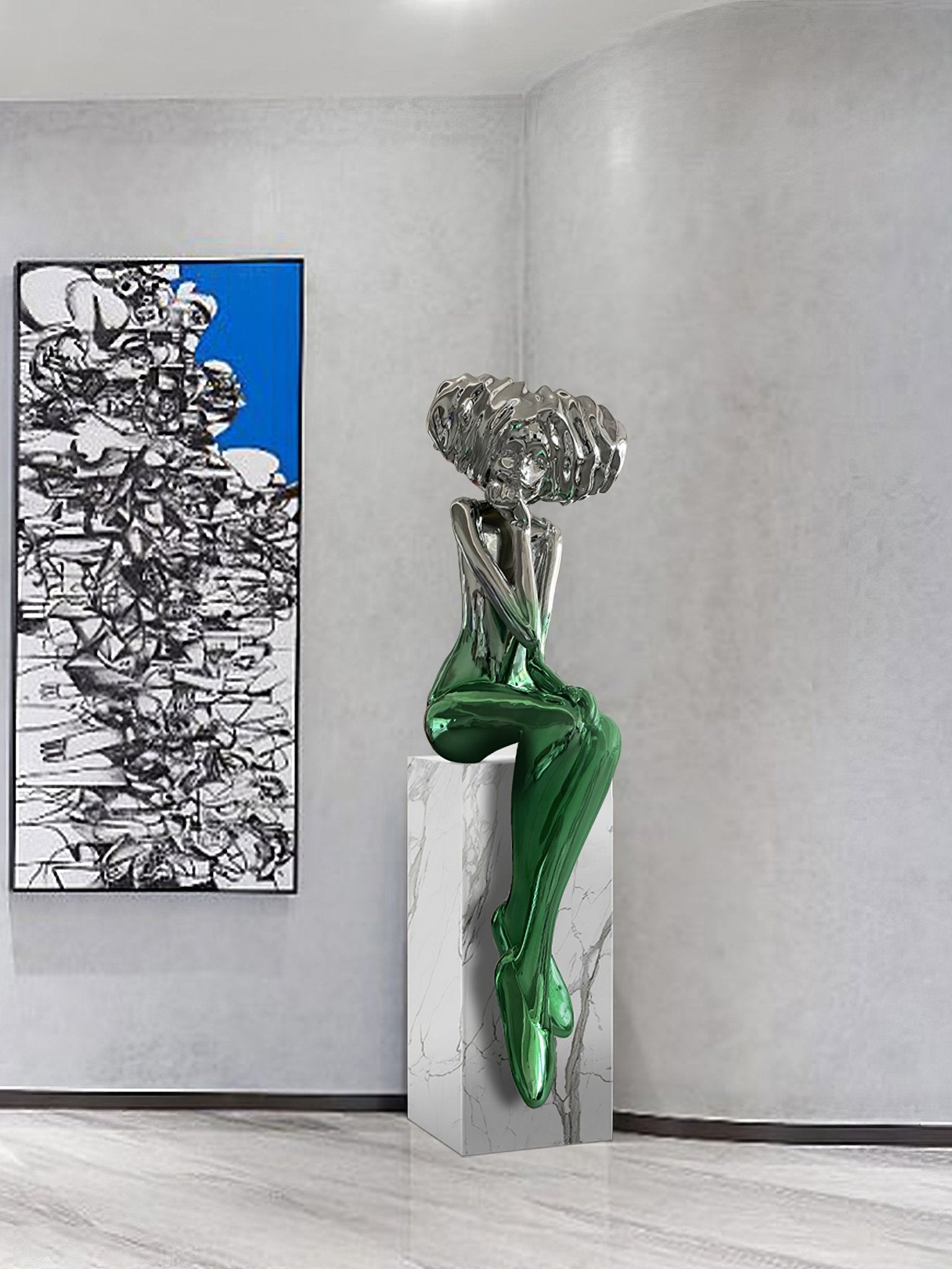 Glass Girl Meditate Sculpture Ornaments, Floor Lamp, detail 13