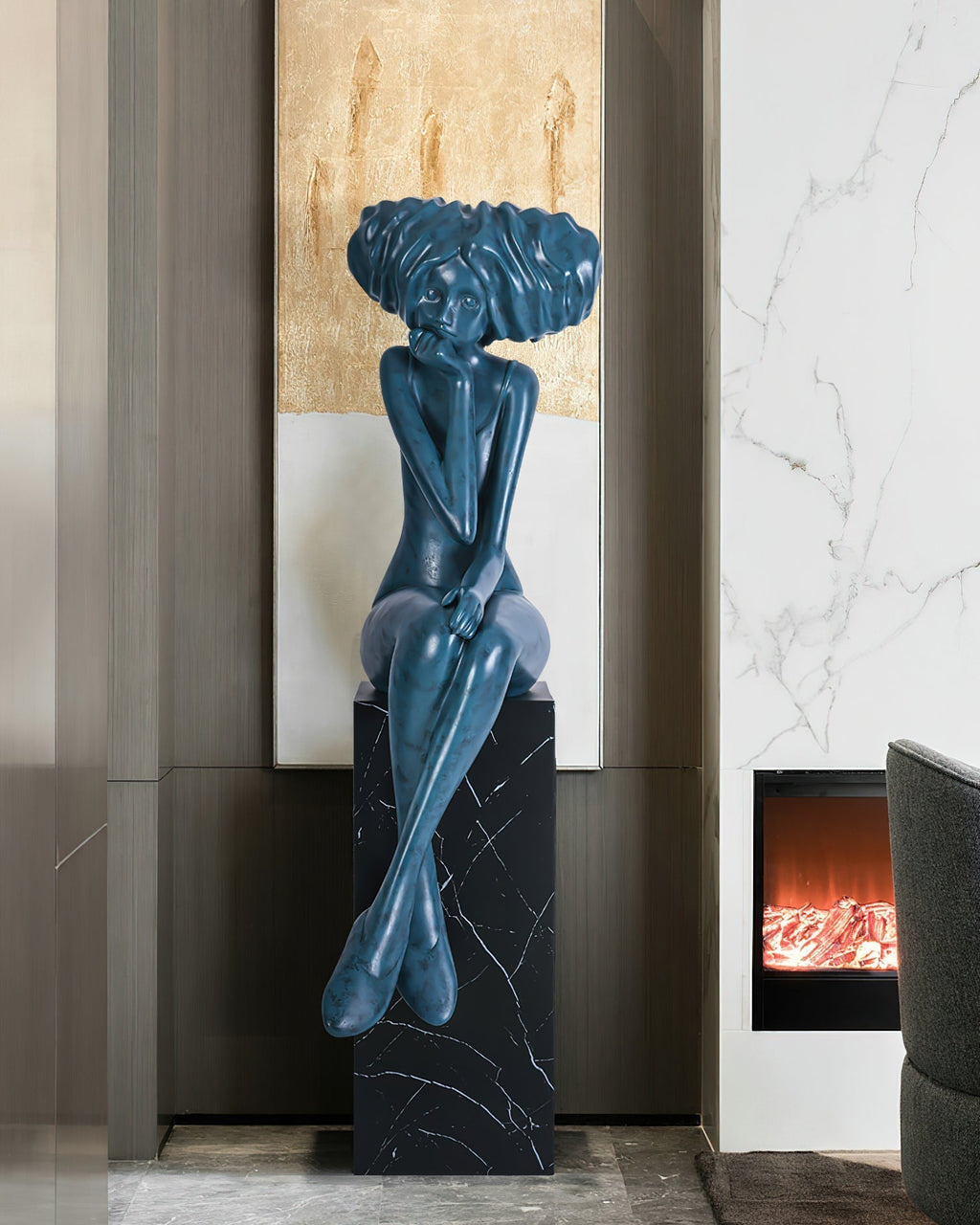 Glass Girl Meditate Sculpture Ornaments, Floor Lamp, detail 53