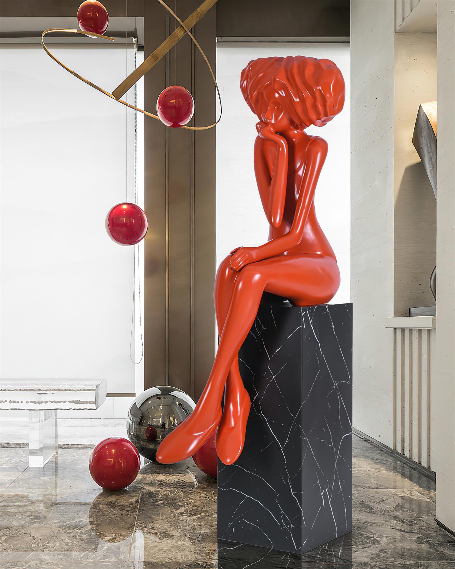 Glass Girl Meditate Sculpture Ornaments, Floor Lamp, detail 54