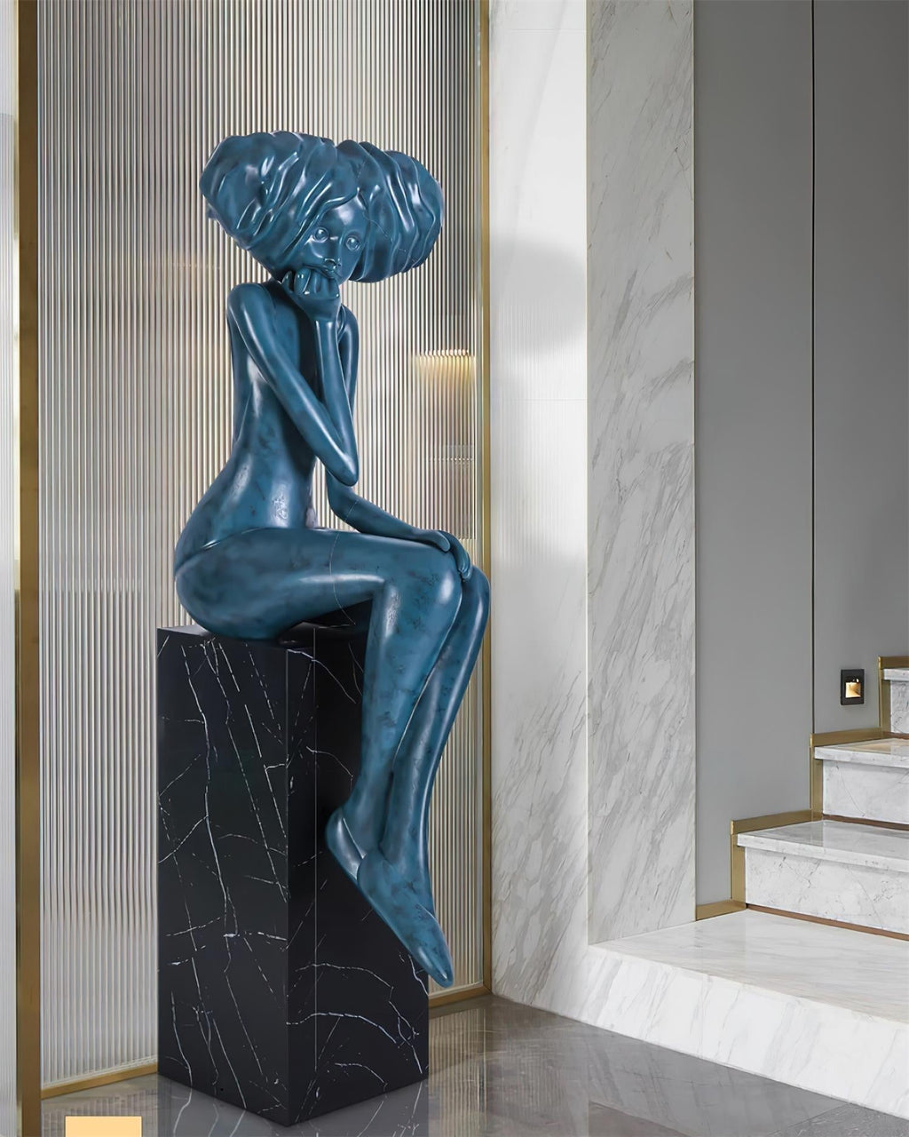 Glass Girl Meditate Sculpture Ornaments, Floor Lamp, detail 59