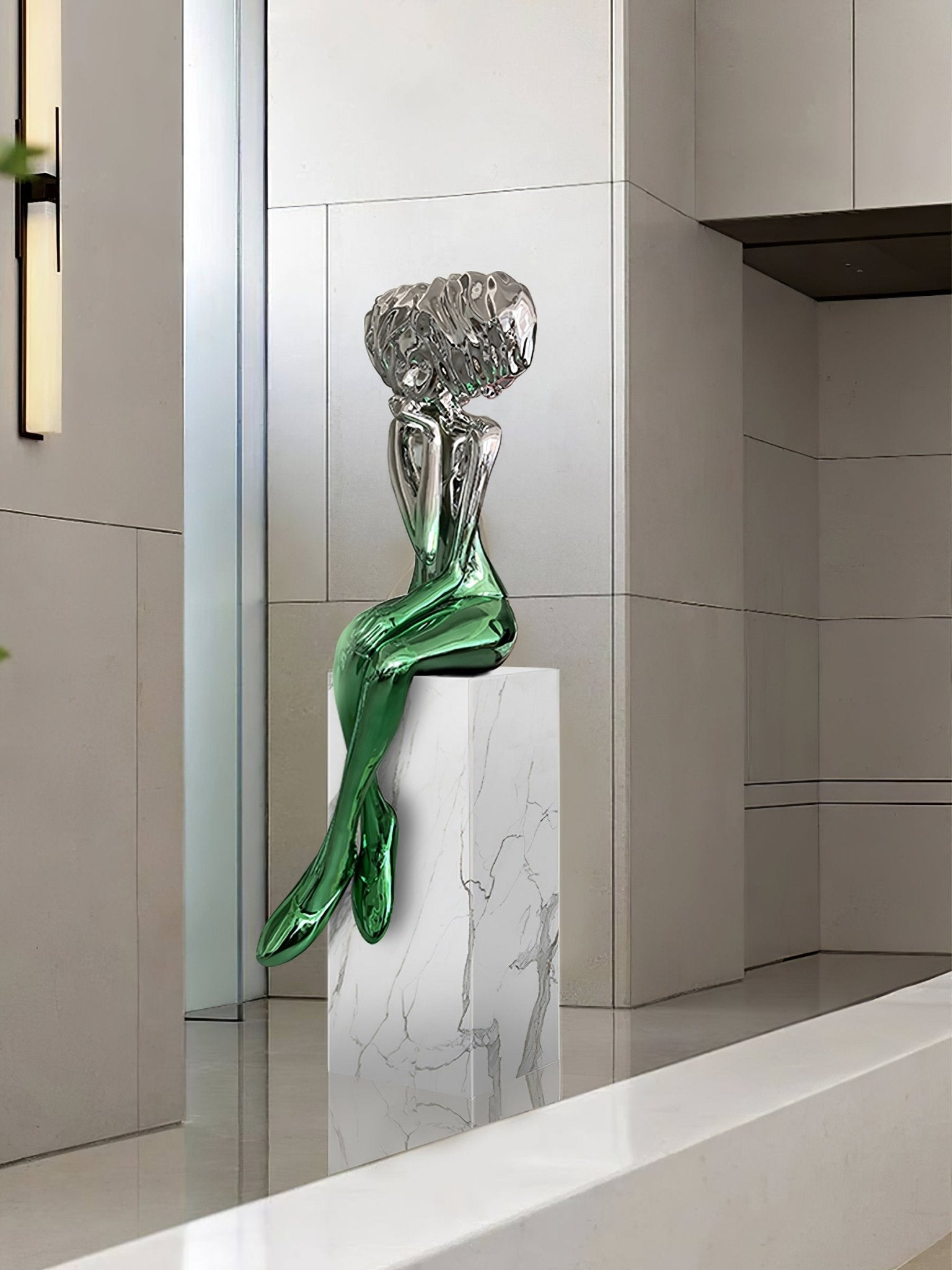 Glass Girl Meditate Sculpture Ornaments, Floor Lamp, detail 2