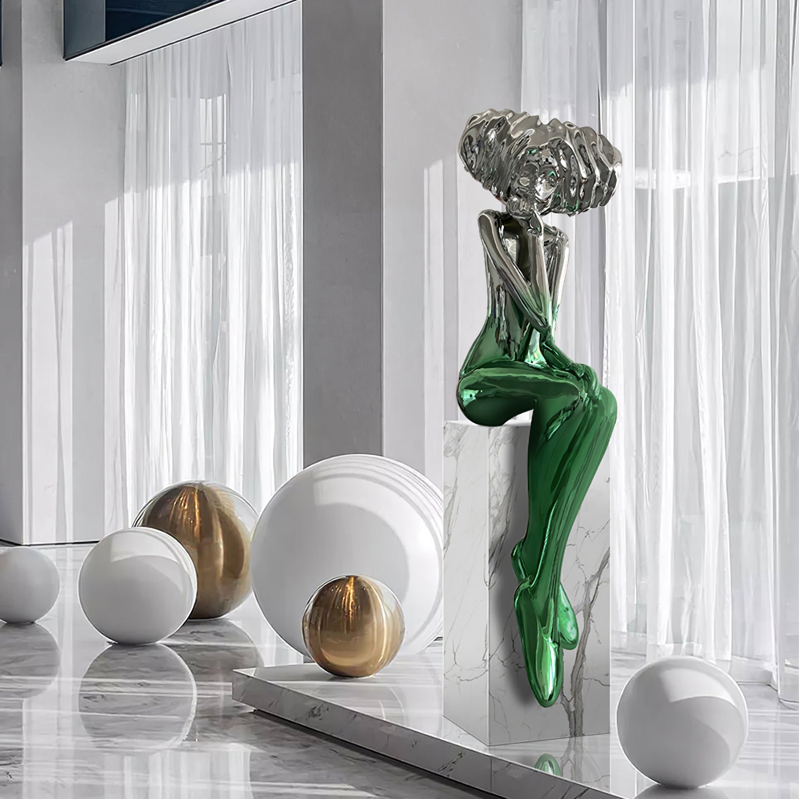 Glass Girl Meditate Sculpture Ornaments, Floor Lamp, detail 17