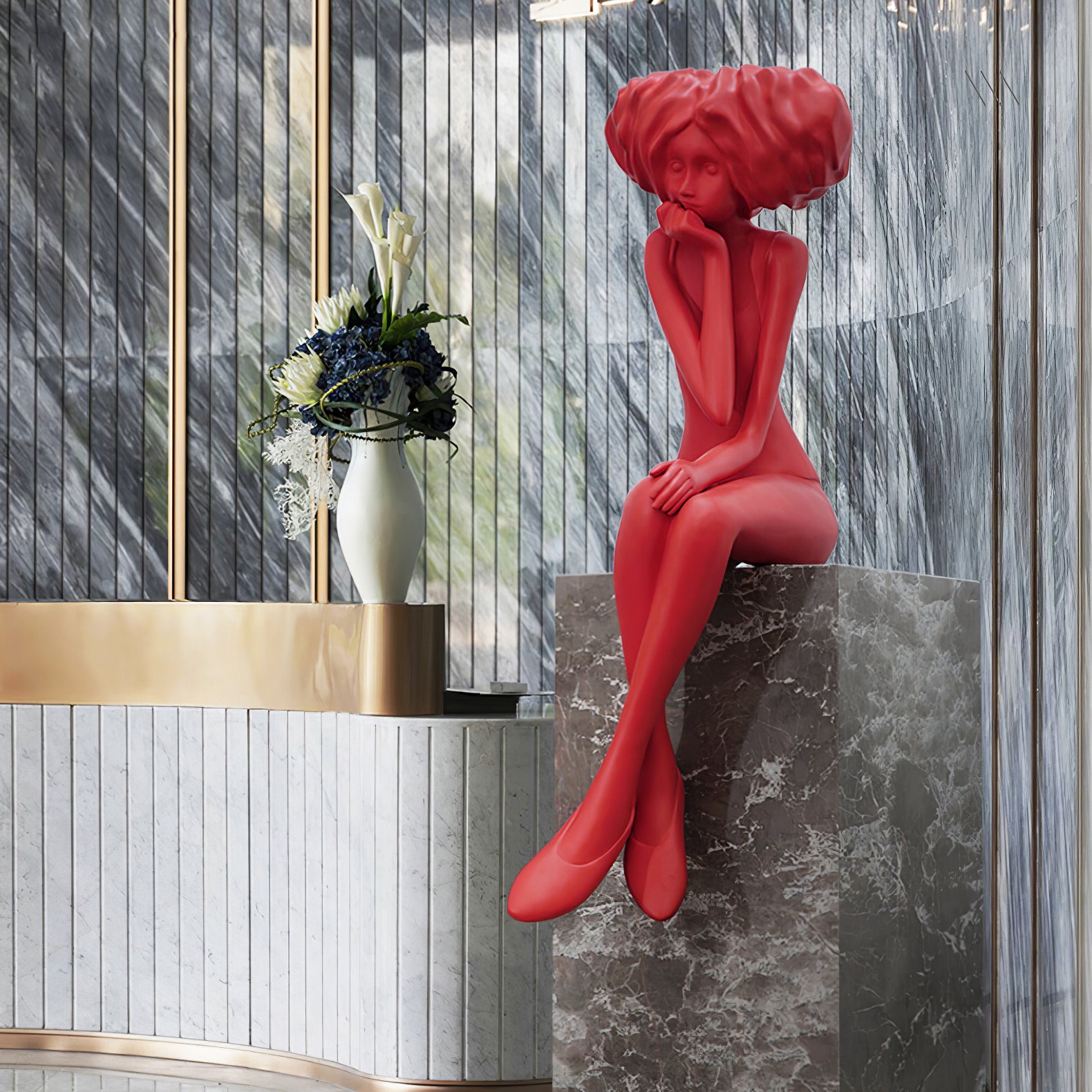 Glass Girl Meditate Sculpture Ornaments, Floor Lamp, detail 20