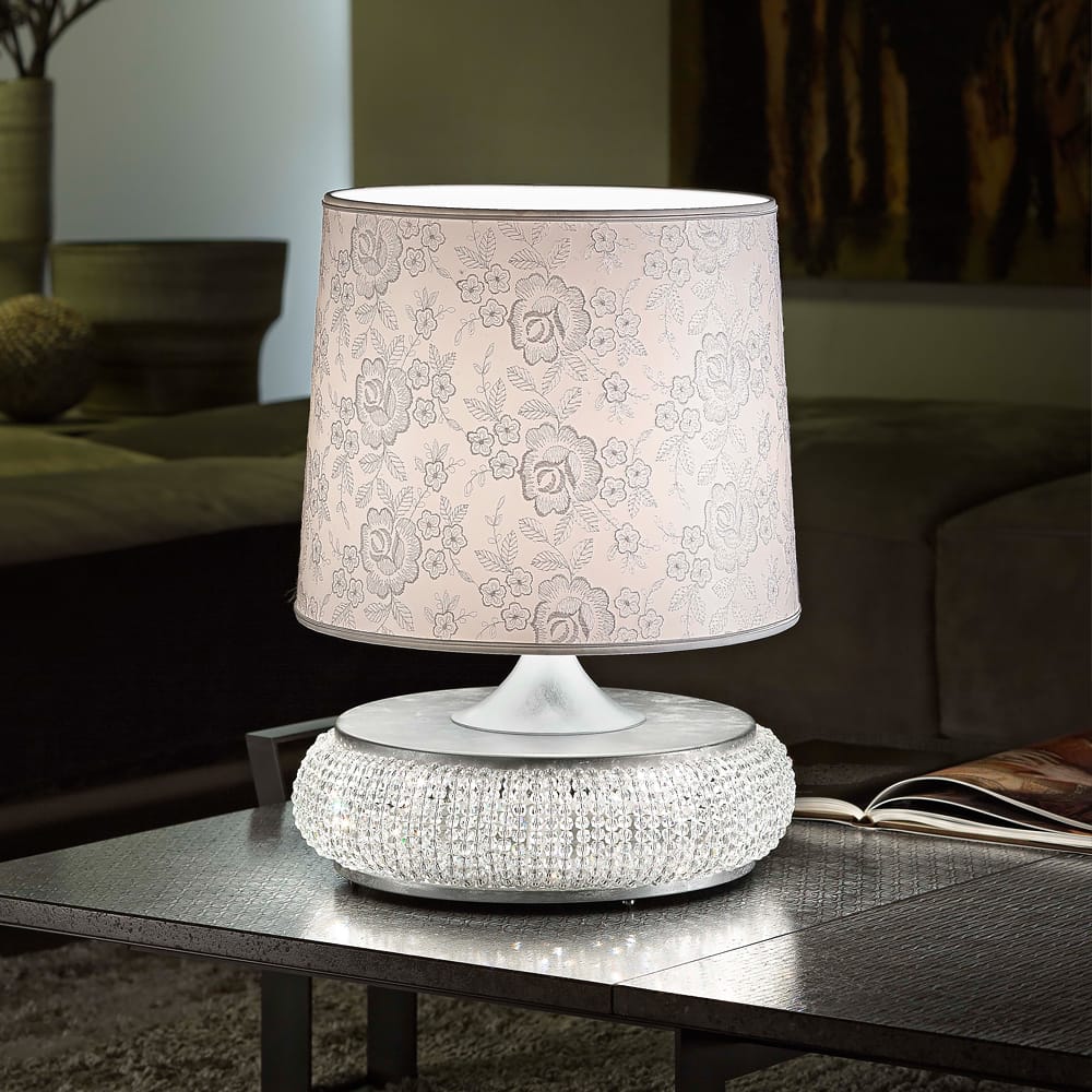 Glamorous Chrome Crystal Table Light, Bedside Table Lamp, Height 45 cm