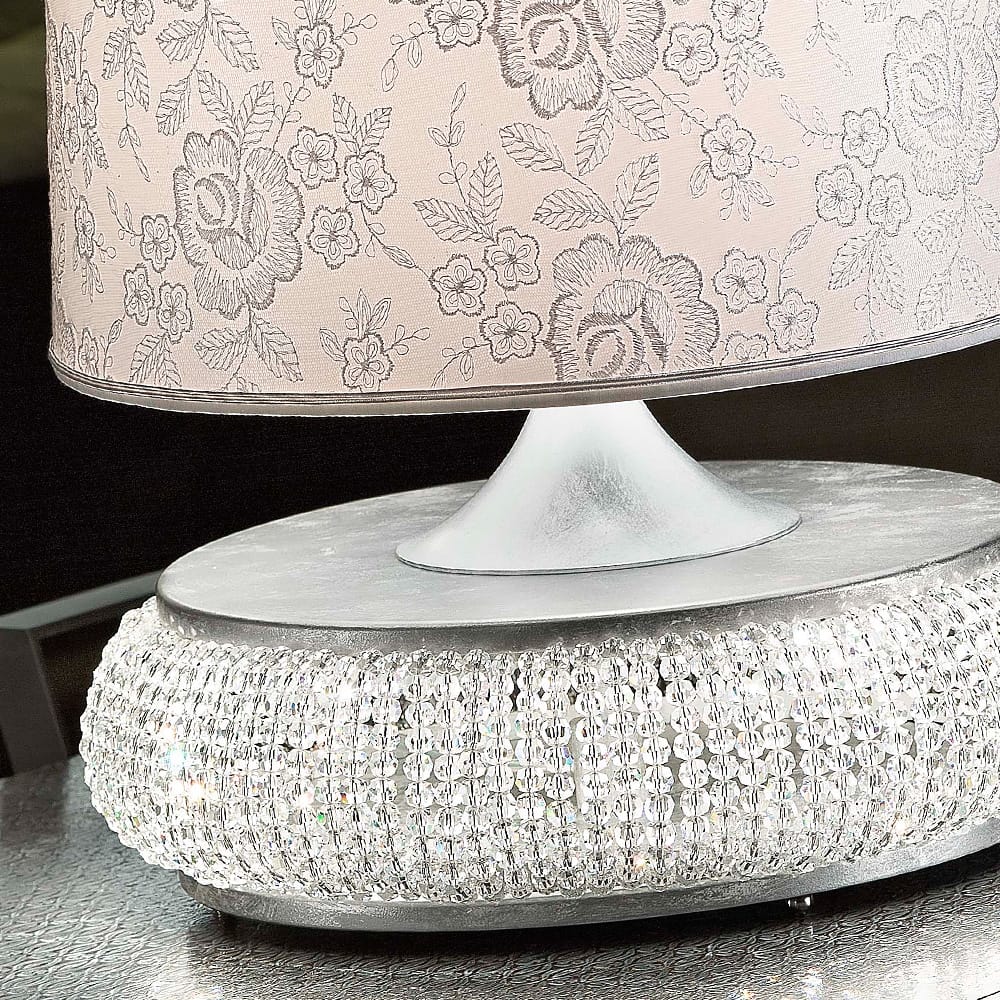 Glamorous Chrome Crystal Table Light, Bedside Table Lamp, detail 2