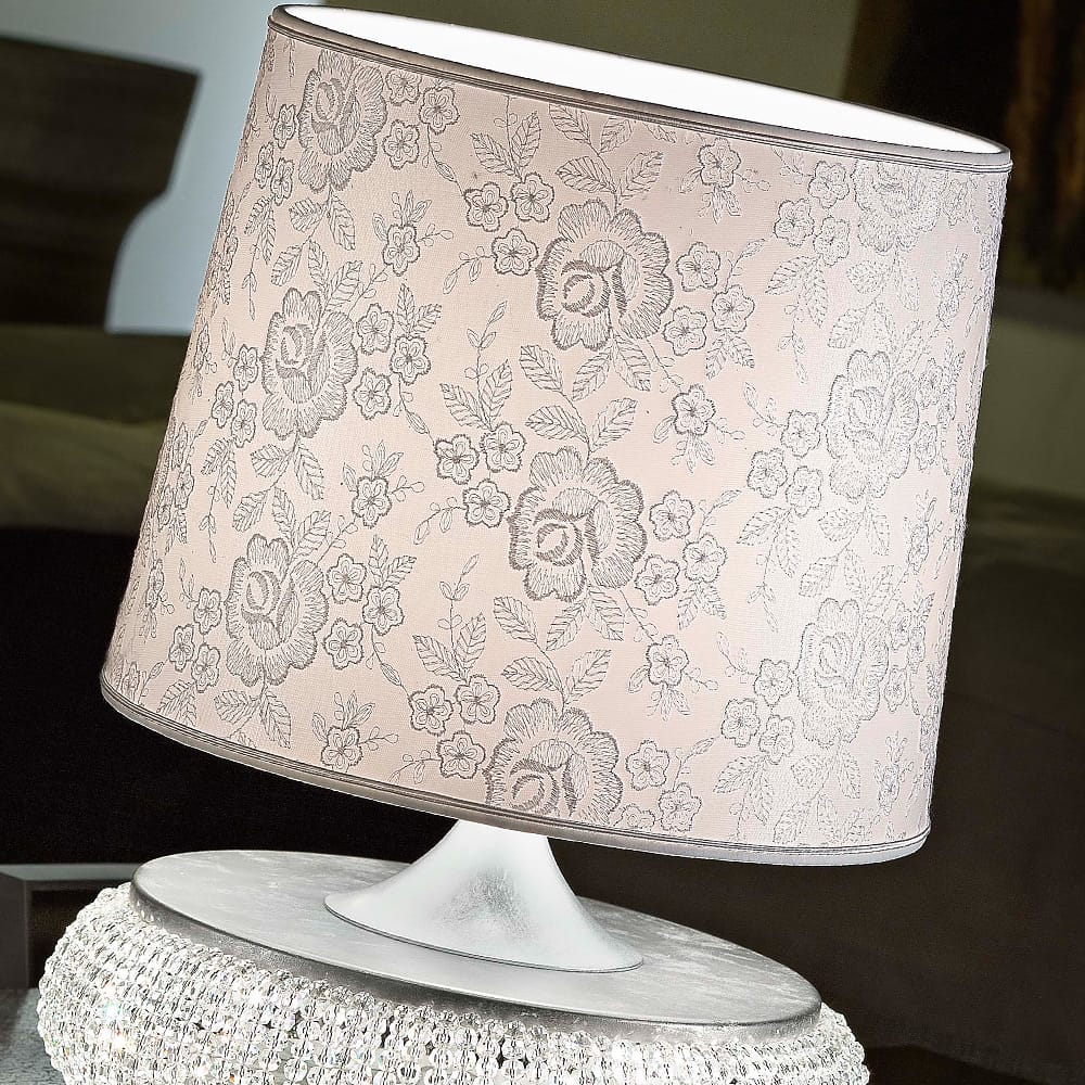 Glamorous Chrome Crystal Table Light, Bedside Table Lamp, detail 3