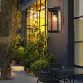Waterproof Box Glass Black Industrial Exterior Wall Light Exterior Lights, Outdoor Wall Light, Die-cast Aluminum, 14.6"