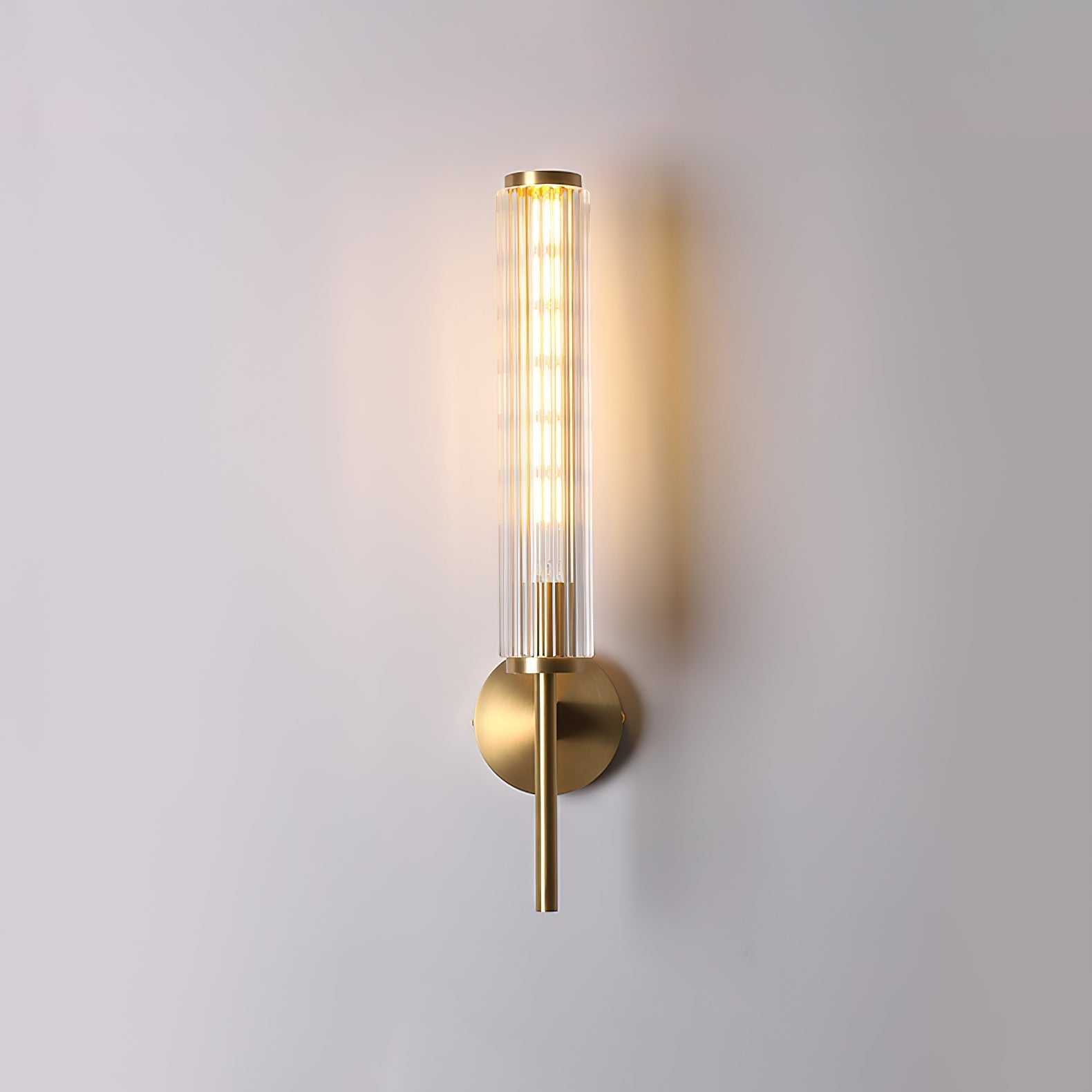 Glass Linear Brass Wall Light, Hardwired Wall Sconce, detail 13